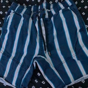 A blue and white pair of shorts